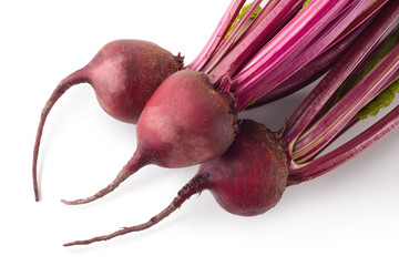 Root-crop of beets with green tops