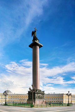  Alexander Column on Palace Square in St. Petersburg
