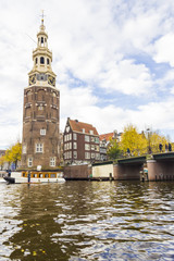 View on a canal in Amsterdam in late autumn
