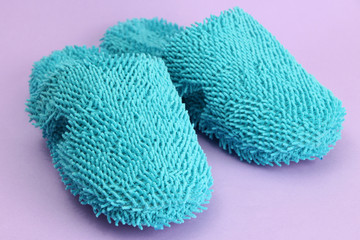 bright slippers, on purple background