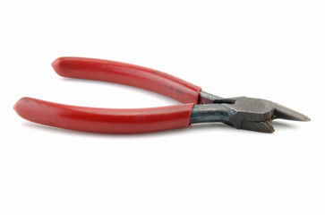 red nippers damaged on white background