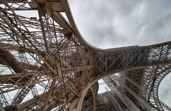 Fototapeta Paris - Eiffel Tower. Wonderful view of metal structure detail