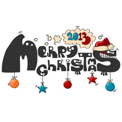 Merry Christmas lettering. Vector illustration 10 eps