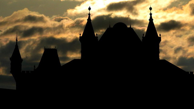 Nederland The Efteling theatre sunset clouds