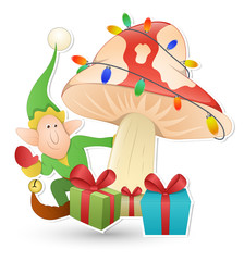 Cartoon Cute Elf - Christmas Vector Illustration