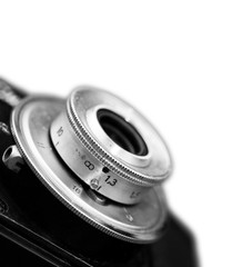 Naklejka premium Closeup of old camera lens