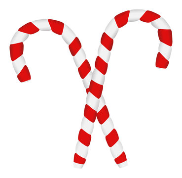 Two Candy Canes - Christmas Vector Illustration