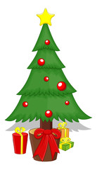 Cartoon Tree - Christmas Vector Illustration