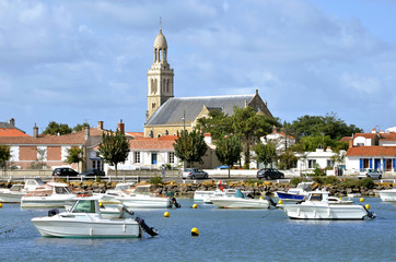 Port and church of Saint-Gilles-Croix-de-Vie de Vie in France