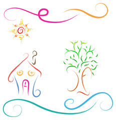 background house and tree vector illustration