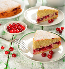 Cranberry cake on the white table