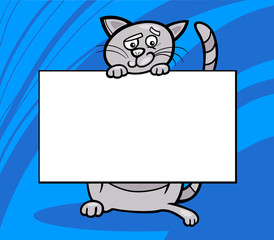 cartoon cat with board or card