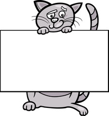 cartoon cat with board or card