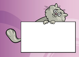 cartoon cat with board or card