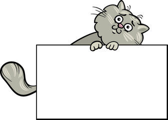 cartoon cat with board or card