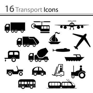 16 Transport Icons (Vector)