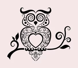 Zelfklevend Fotobehang Owl ornament decoration © ComicVector