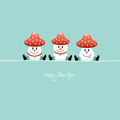 3 Sitting Fly Agarics 