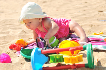 baby girl  on the beach