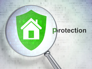 Magnifying glass with shield icon