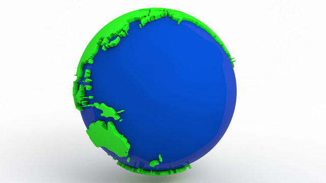 Slow cartoon animation of earth rotating.