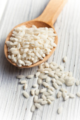 arborio rice in spoon