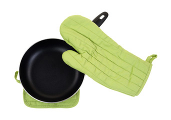 Oven mitt pan and potholder