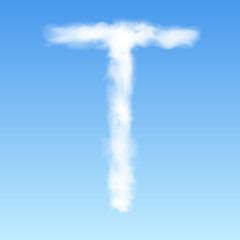 Fototapeta na wymiar Clouds in shape of the letter T. Vector illustration.