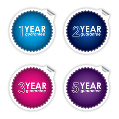 Colorful guarantee labels on white background