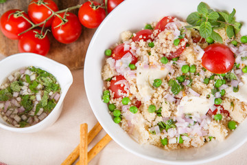 fresh couscous salad with vegetables