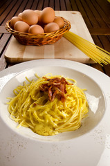 Traditional italian plate, spaghetti alla carbonara