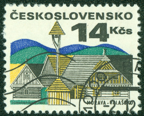 stamp printed in the Czechoslovakia, shows Old houses