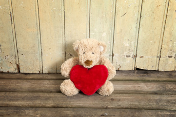 cute teddy bear with red heart