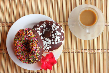 Donuts and hot coffee