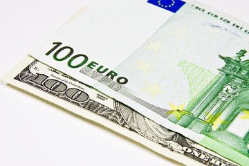 100 Euro i Dolarów amerykańskich - obrazy, fototapety, plakaty