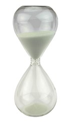 White hourglass on white background