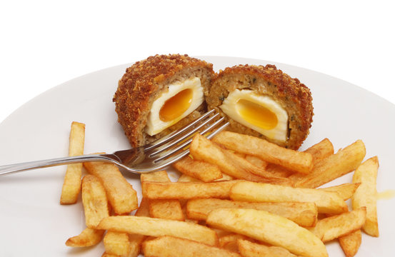 Scotch egg and fries