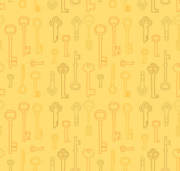 Golden vintage key seamless pattern
