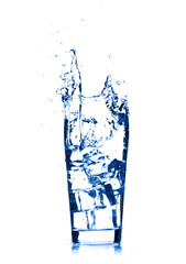 water splash in glass isolated on white background