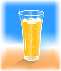 Glass of range juice with ice