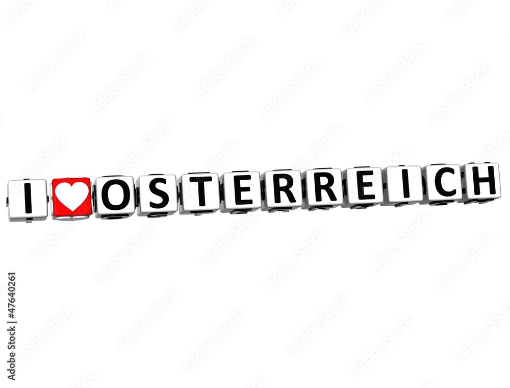 Poster 3d i love osterreich button click here block text