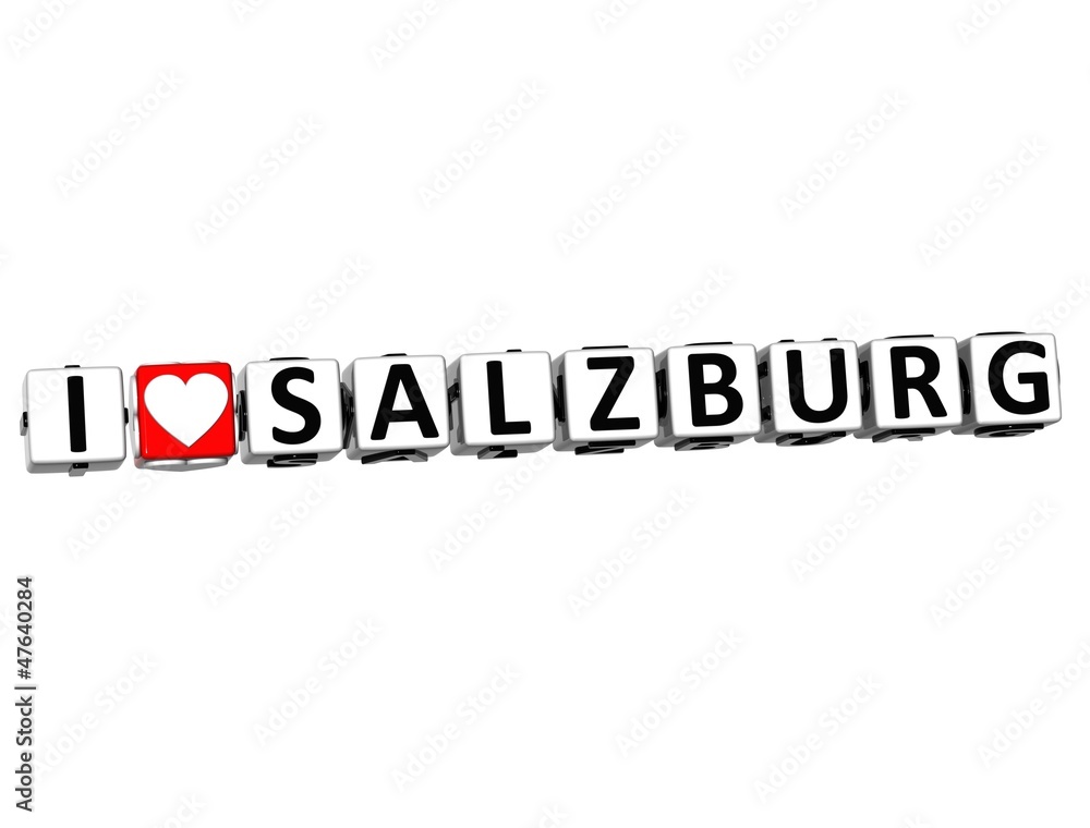 Poster 3d i love salzburg button click here block text