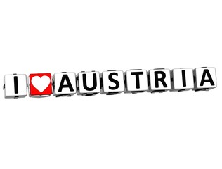 3D I Love Austria Button Click Here Block Text