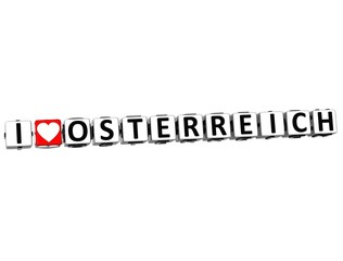 3D I Love Osterreich Button Click Here Block Text