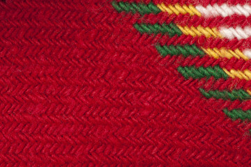 Handmade knit green and red background