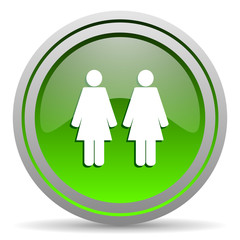 couple green glossy icon on white background