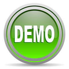 demo green glossy icon on white background