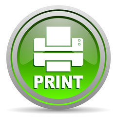 print green glossy icon on white background