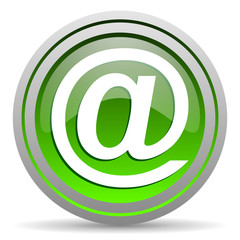 at green glossy icon on white background
