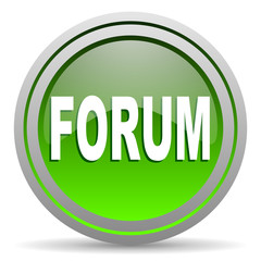 forum green glossy icon on white background